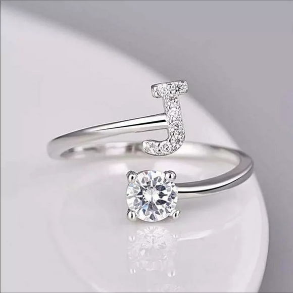 Silver Initial Rings Alphabet Jewelry - Picture 9 of 9